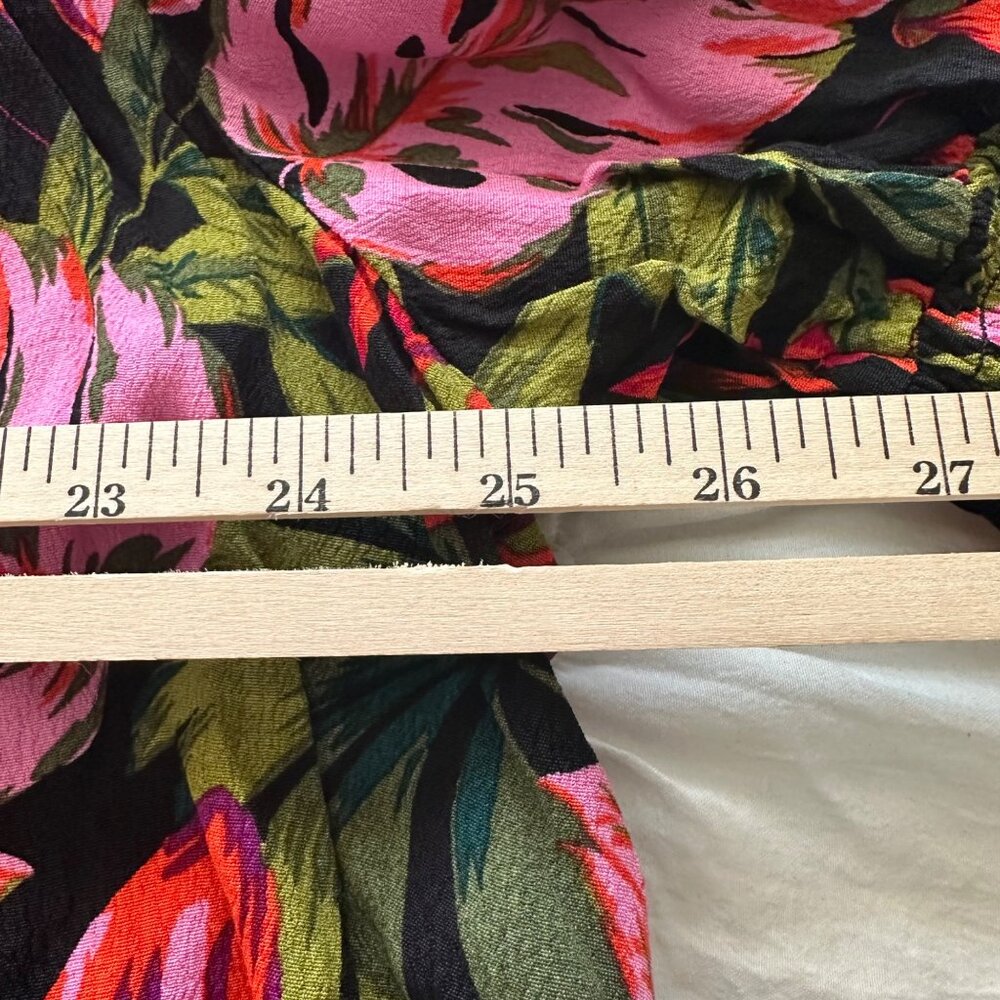 Terra & Sky 2X (20-224) Peasant Blouse Tropical Puff Sleeve Boho Hippie Floral - Picture 6 of 7
